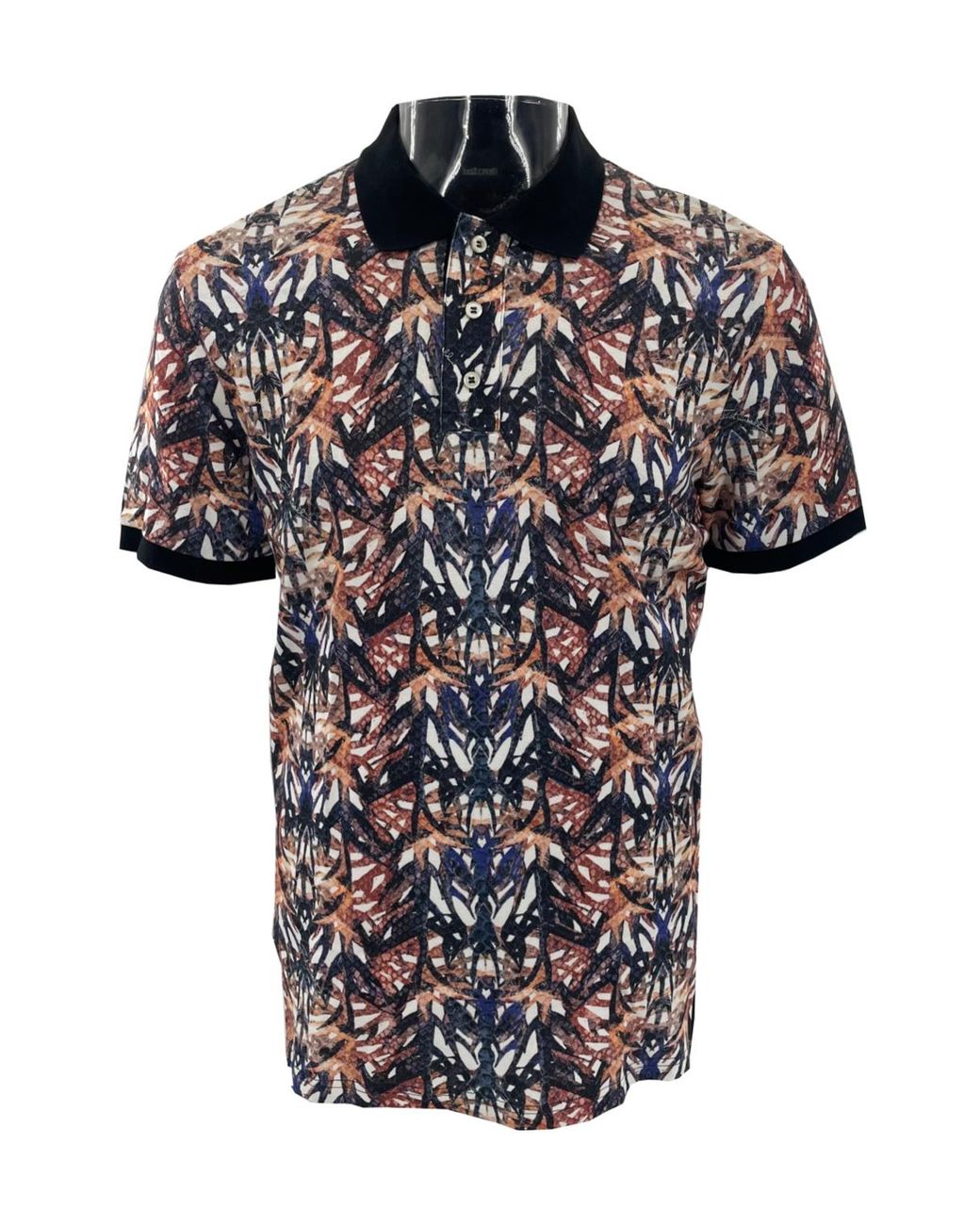 Just Cavalli Blue Printed Short-Sleeved Shirt for men