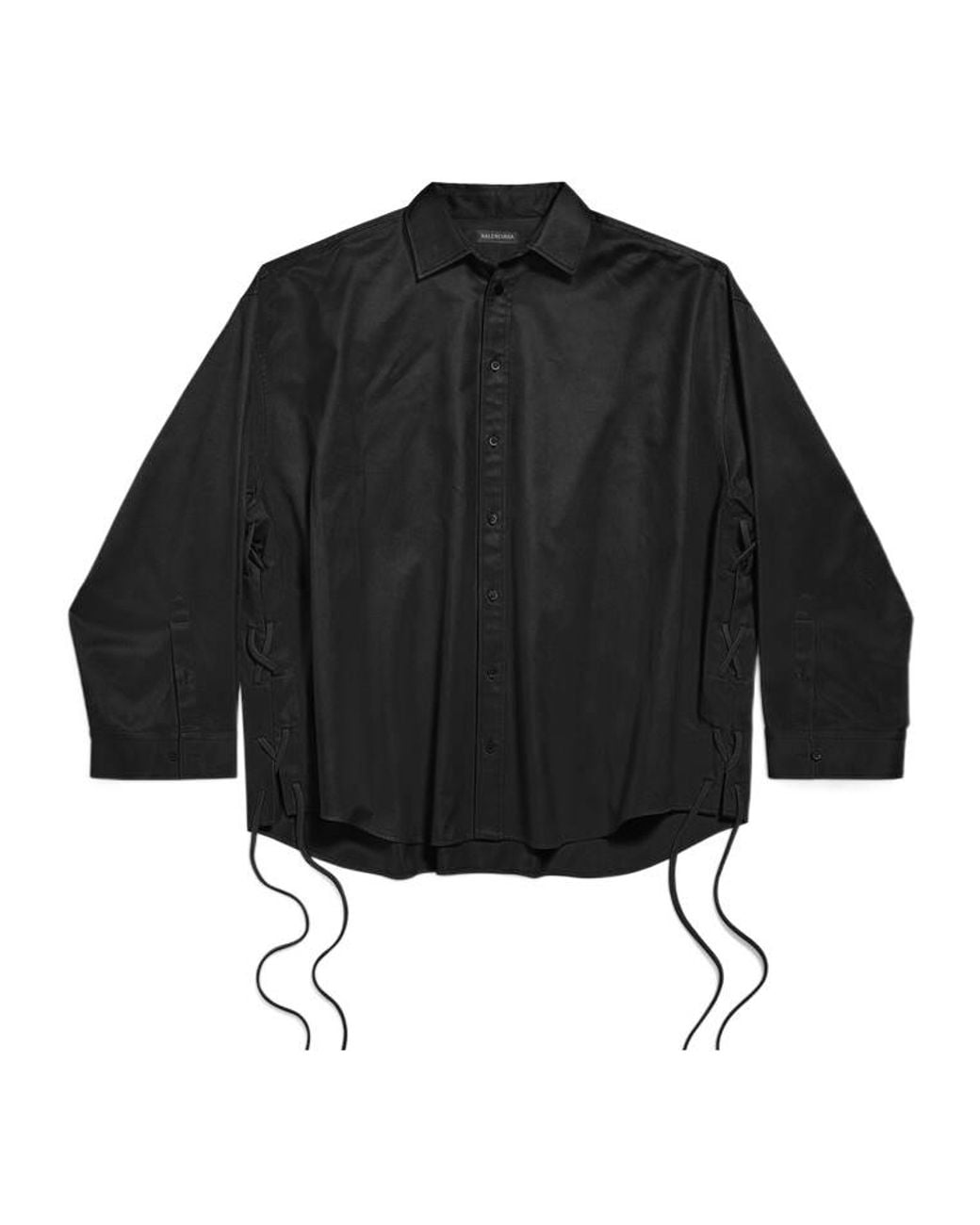 Balenciaga Black Lace-Up Long-Sleeved Shirt