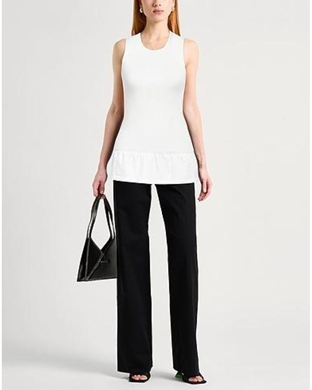 MM6 by Maison Margiela White Solid-Color Sleeveless Knitted Sweater