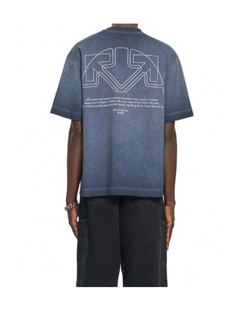 Off-White c/o Virgil Abloh Blue Half Arrow Skate Crewneck T-Shirt for men