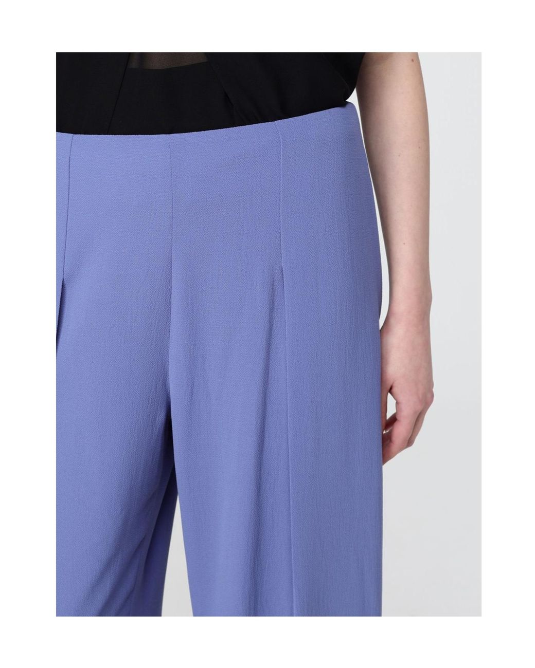 Emporio Armani Blue High-Waisted Wide-Leg Pants With Back Zipper
