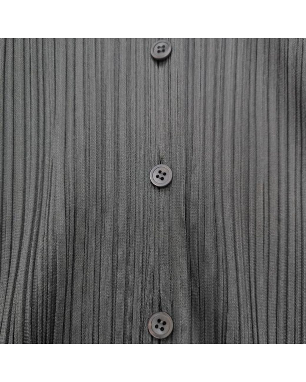 Pleats Please Issey Miyake Gray Pleats Please Issey Miyake Pleated Button-Up Shirt