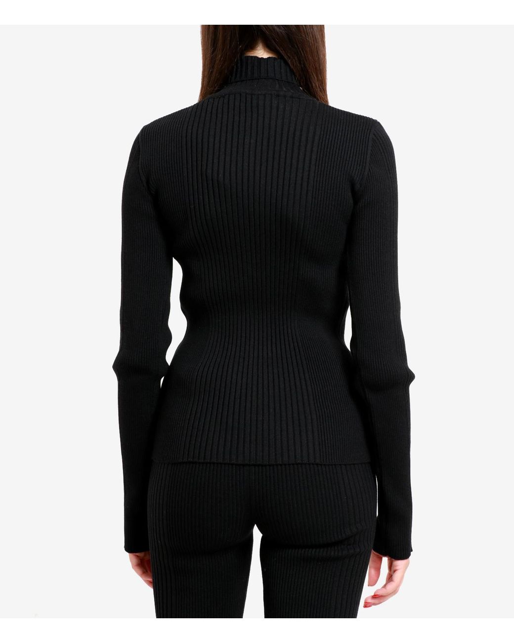 Barrow Black Ribbed-Knit Zip-Up Cardigan