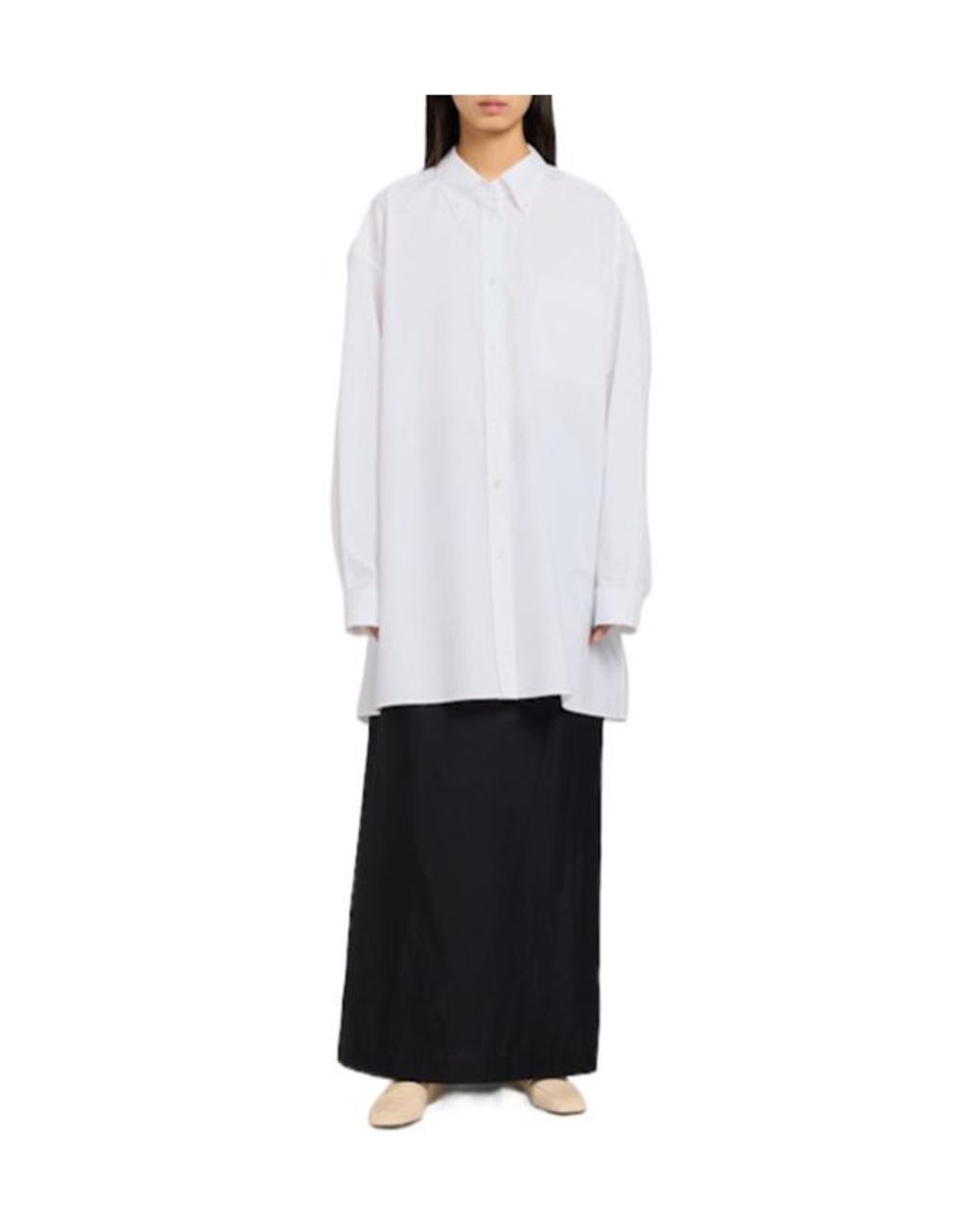 The Row White Victoria Oversize Cotton Poplin Shirt