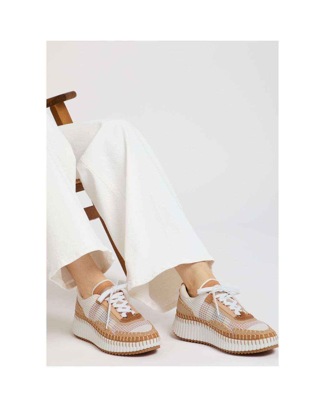 Chloé Pink Mesh-Panelled Fused-Sole Thick-Bottom Shoes