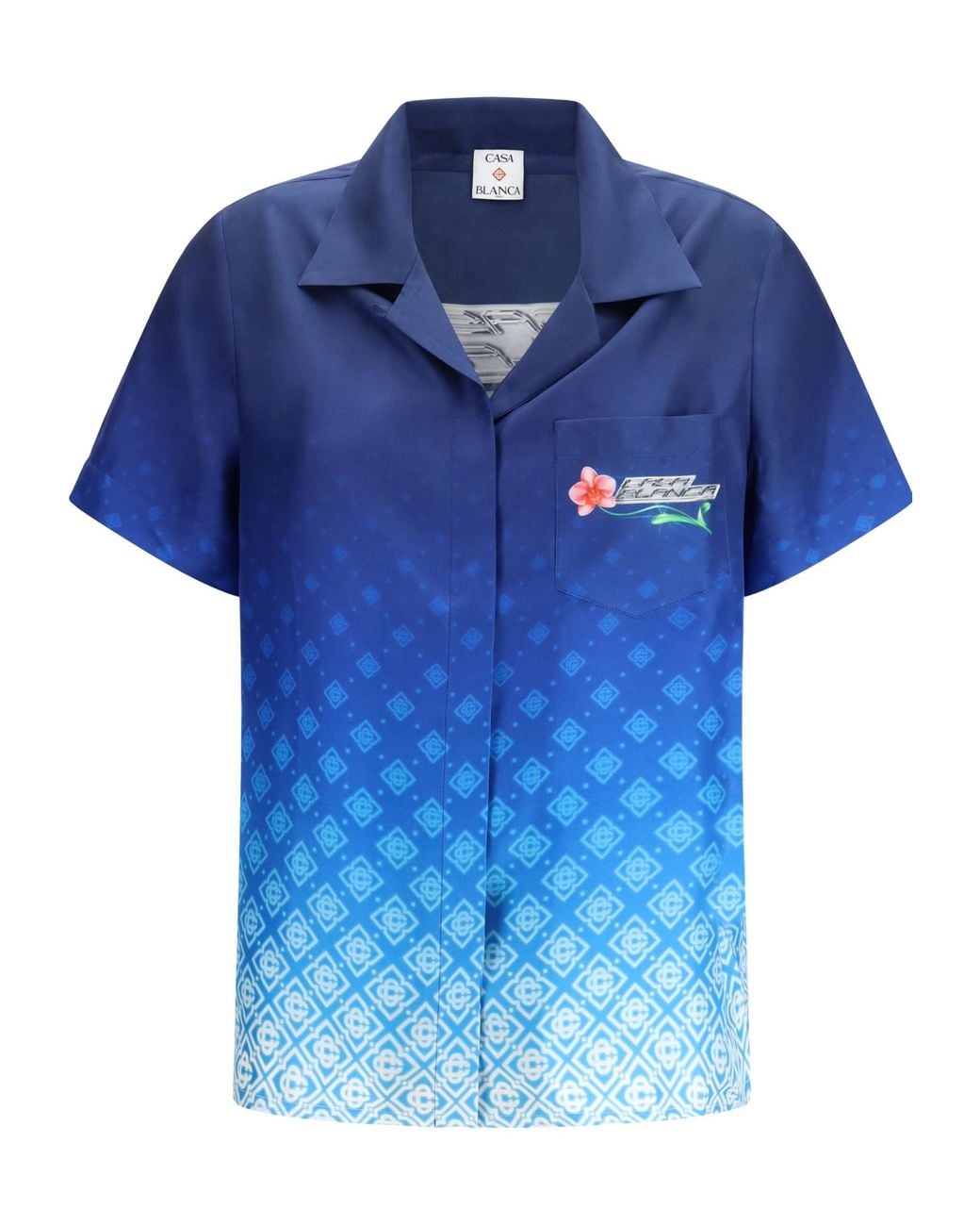 Casablanca Blue Tie-Dyed Short Sleeved Shirt