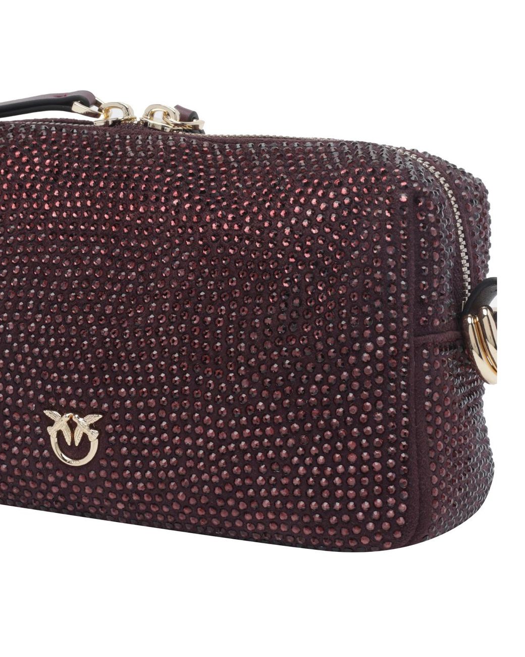 Pinko Purple Embellished Mini Crossbody Boston Bag