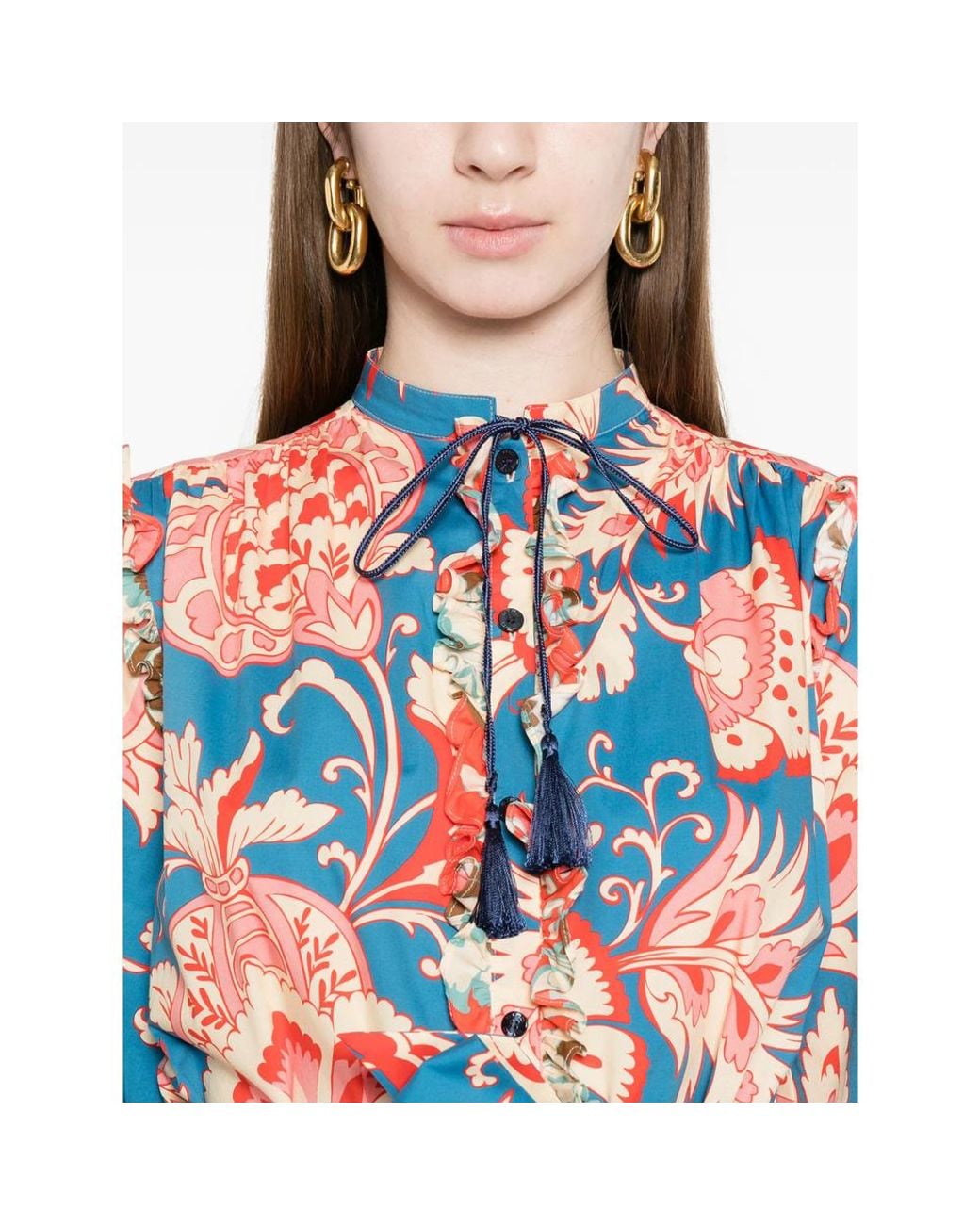 Etro Multicolor Floral Ruffled Mini Dress
