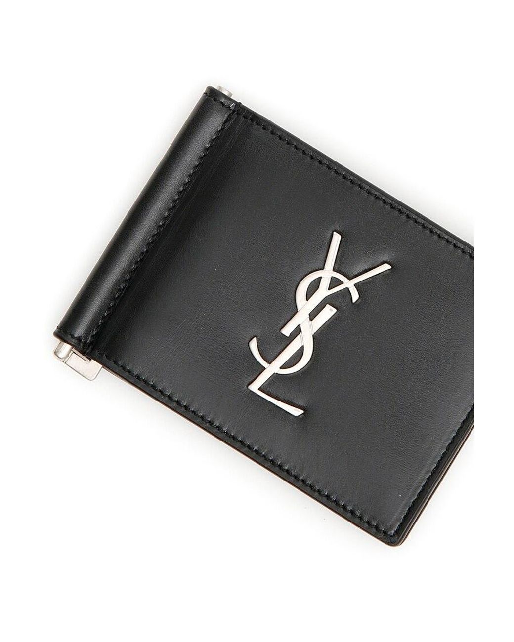 Saint Laurent Black Monogram Money Clip Wallet for men