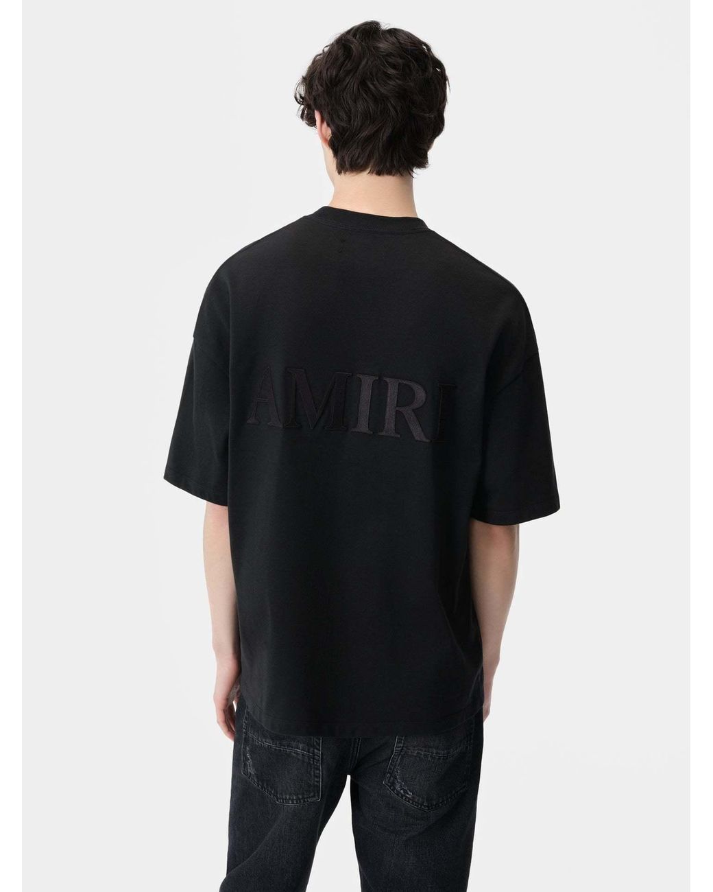Amiri Black Logo Embroidered Oversized T-Shirt for men