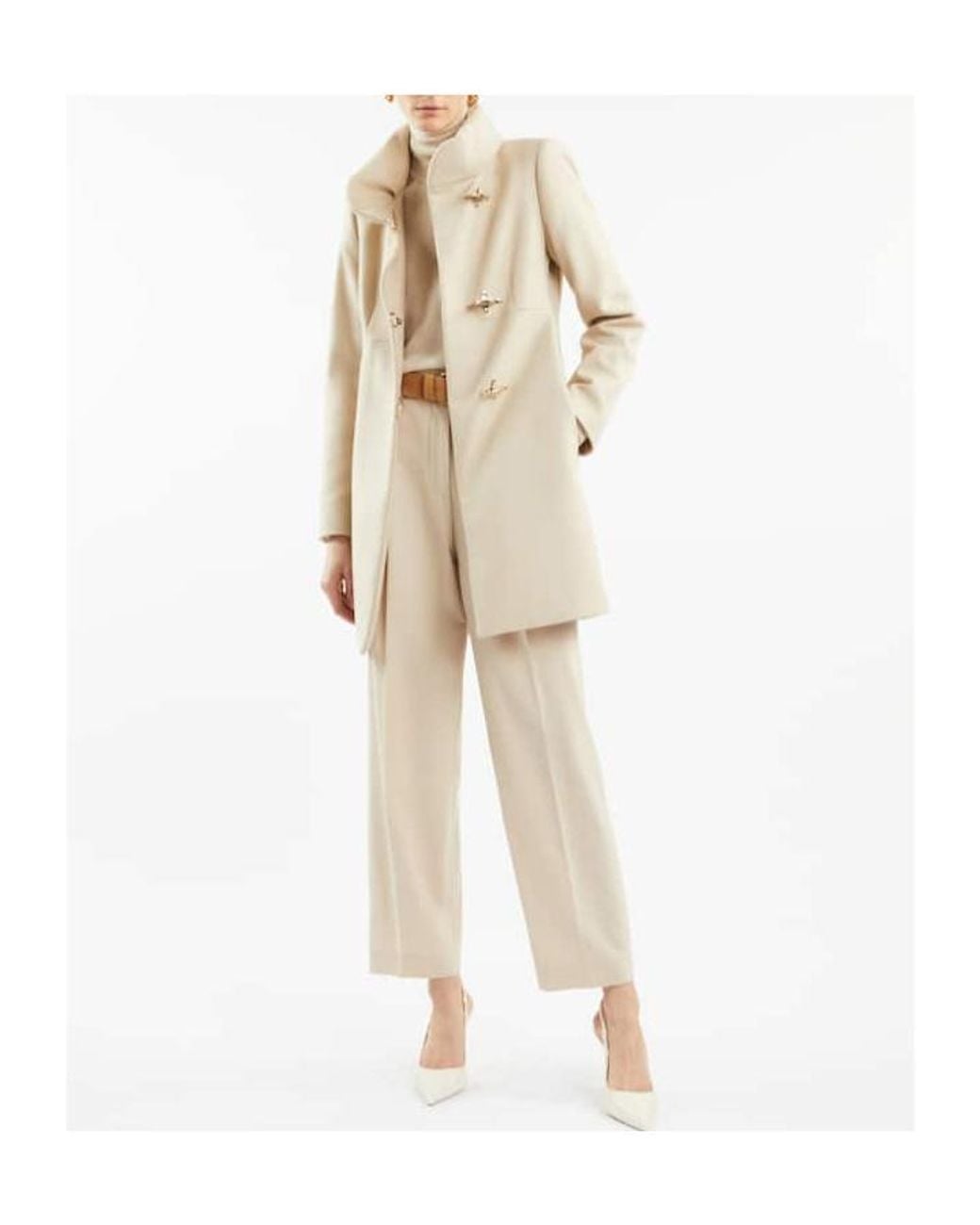 Fay Natural Virginia Hook-Closure Coat