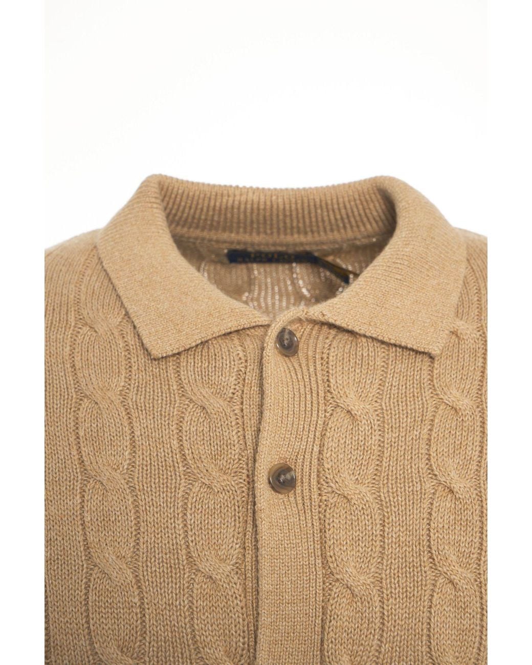 Polo Ralph Lauren Brown Logo Embroidered Buttoned Cardigan for men