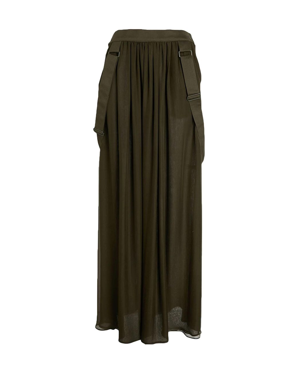 Max Mara Green Solid-Colored Flare Skirt
