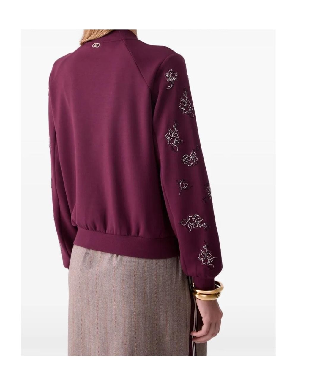 Liu Jo Purple Rhinestone Floral Sweatshirt