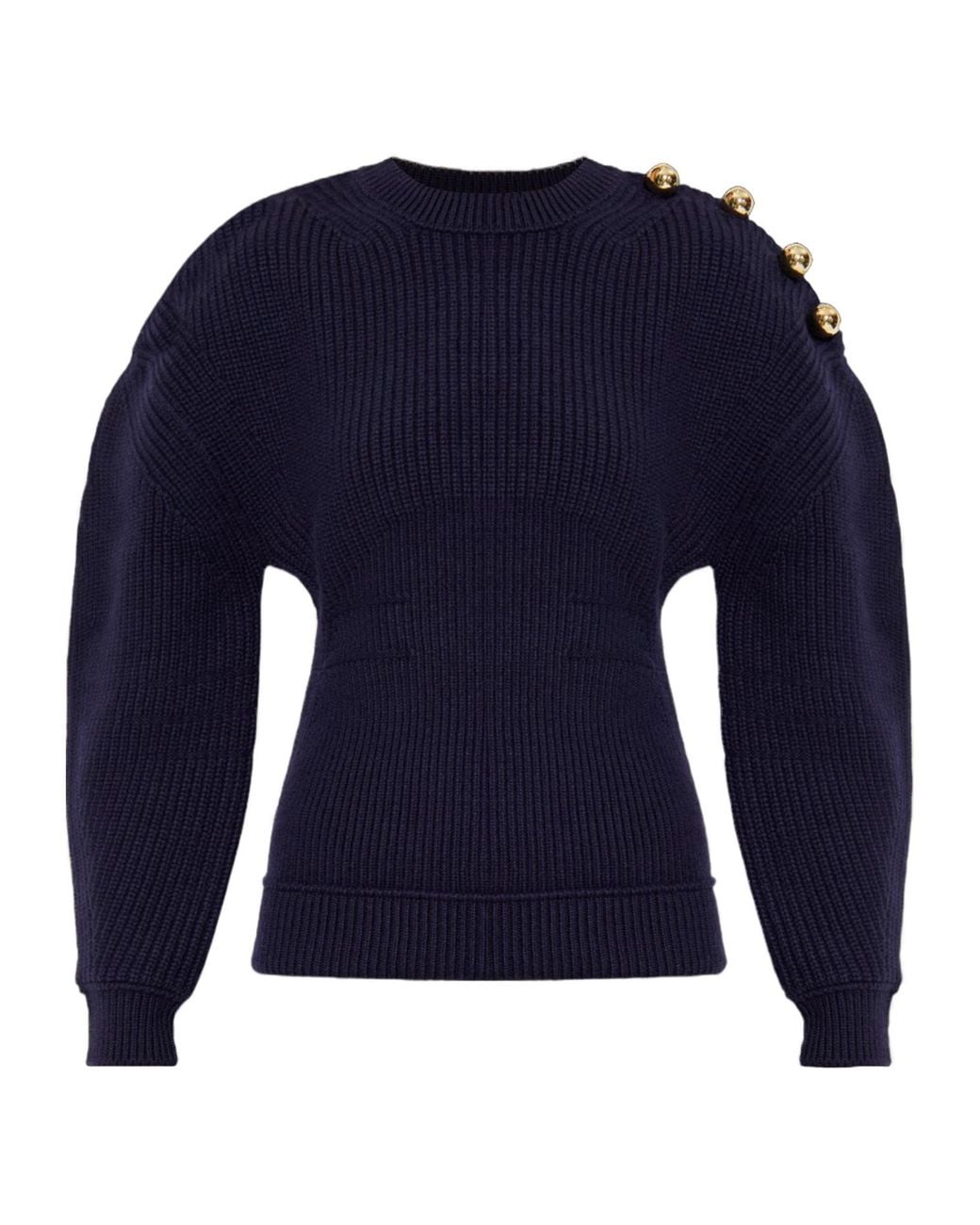 Lanvin Blue Balloon Sleeved Ribbed Jumper