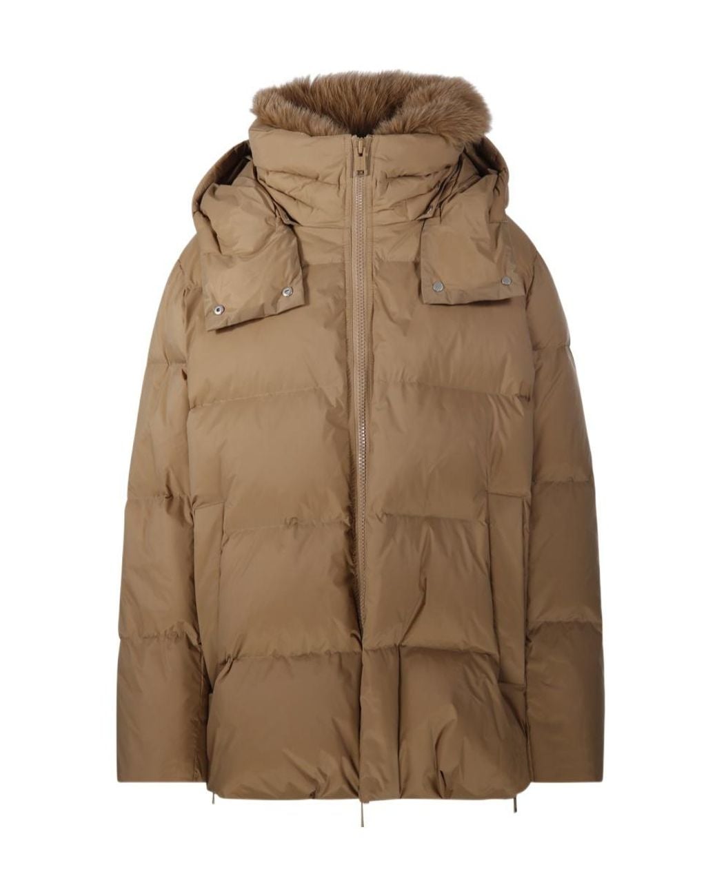 Yves Salomon Brown Hooded Down Jacket