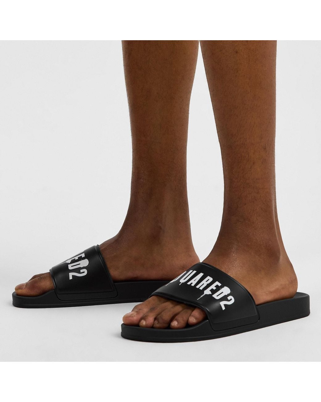 DSquared² Black Comfortable Slipon Slide Sandals for men