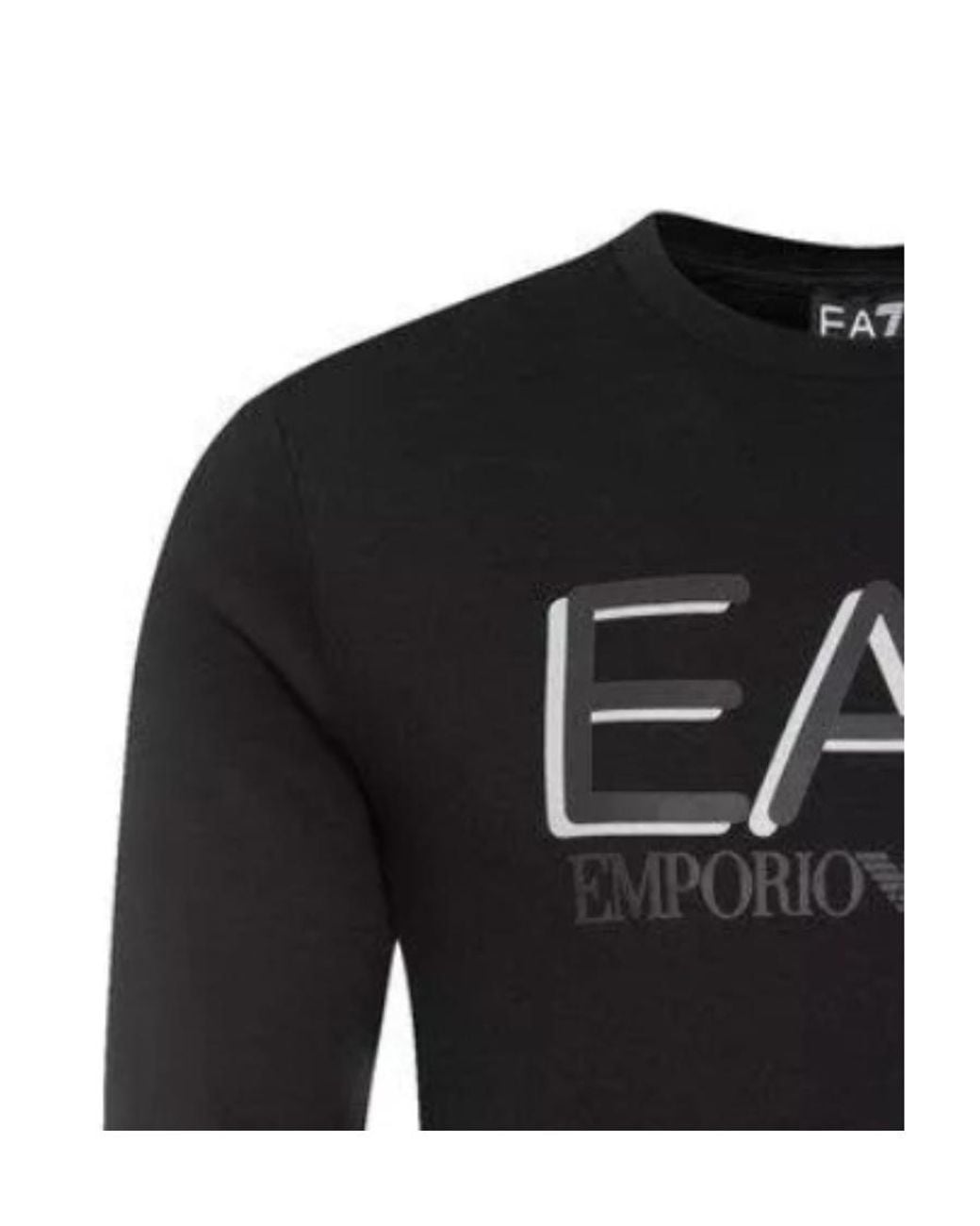 EA7 Black Logo Printed Round-Neck Pullover for men