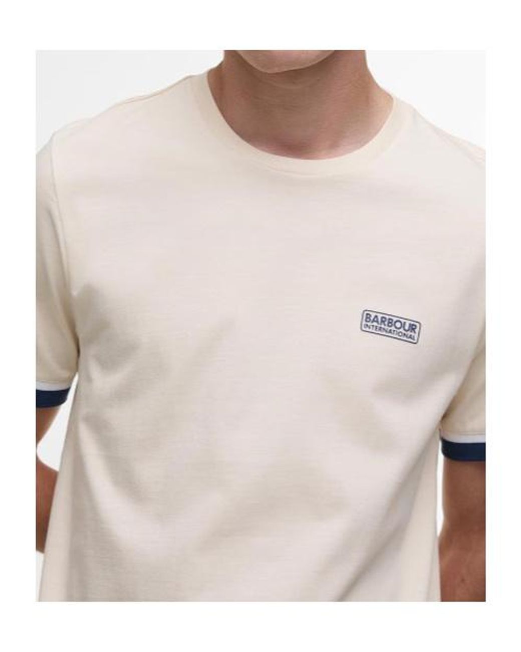 Barbour White Evan Tipped T-Shirt for men