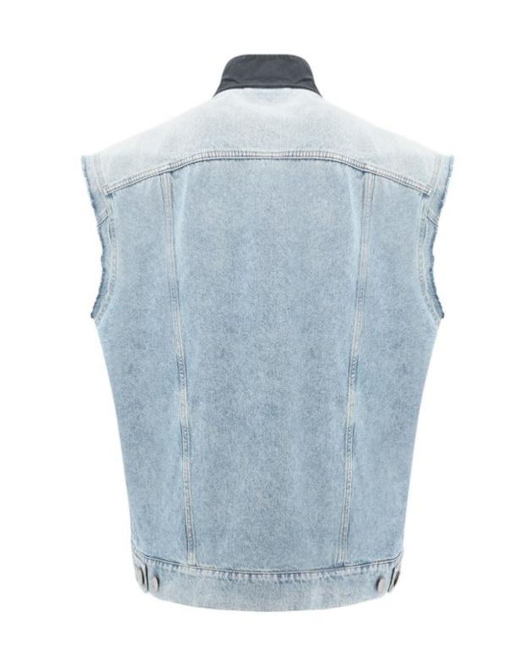 MM6 by Maison Margiela Blue Double Woven Zipped Vest for men