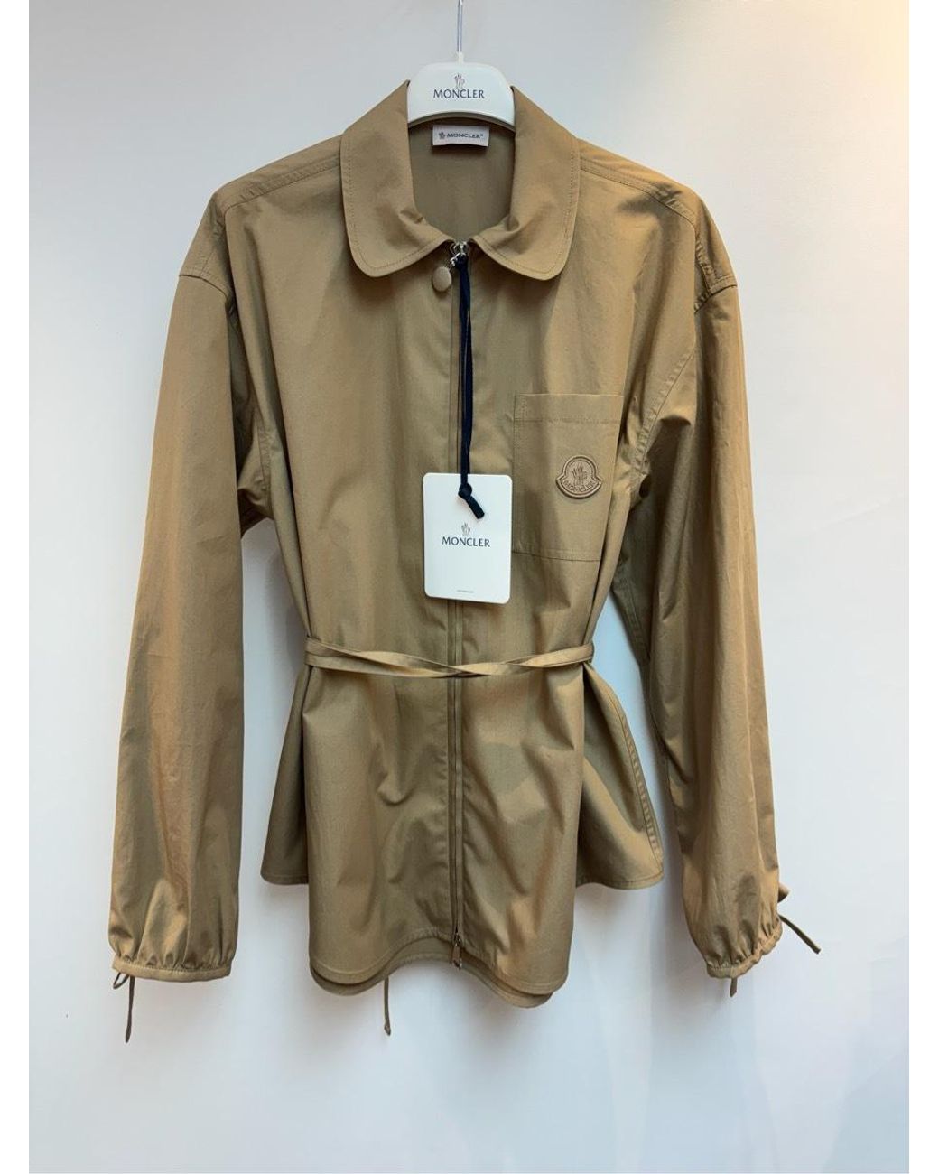 Moncler Natural Logo Patch Zipped Shirt Jacket