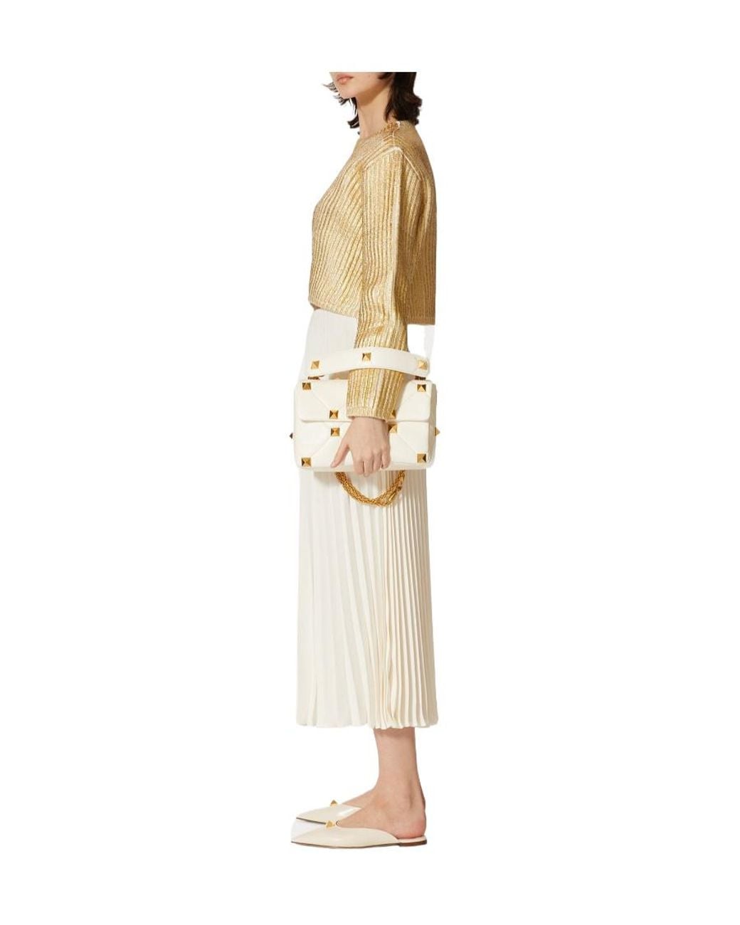 Valentino Natural Long-Sleeved Round-Neck Knitted Pullover