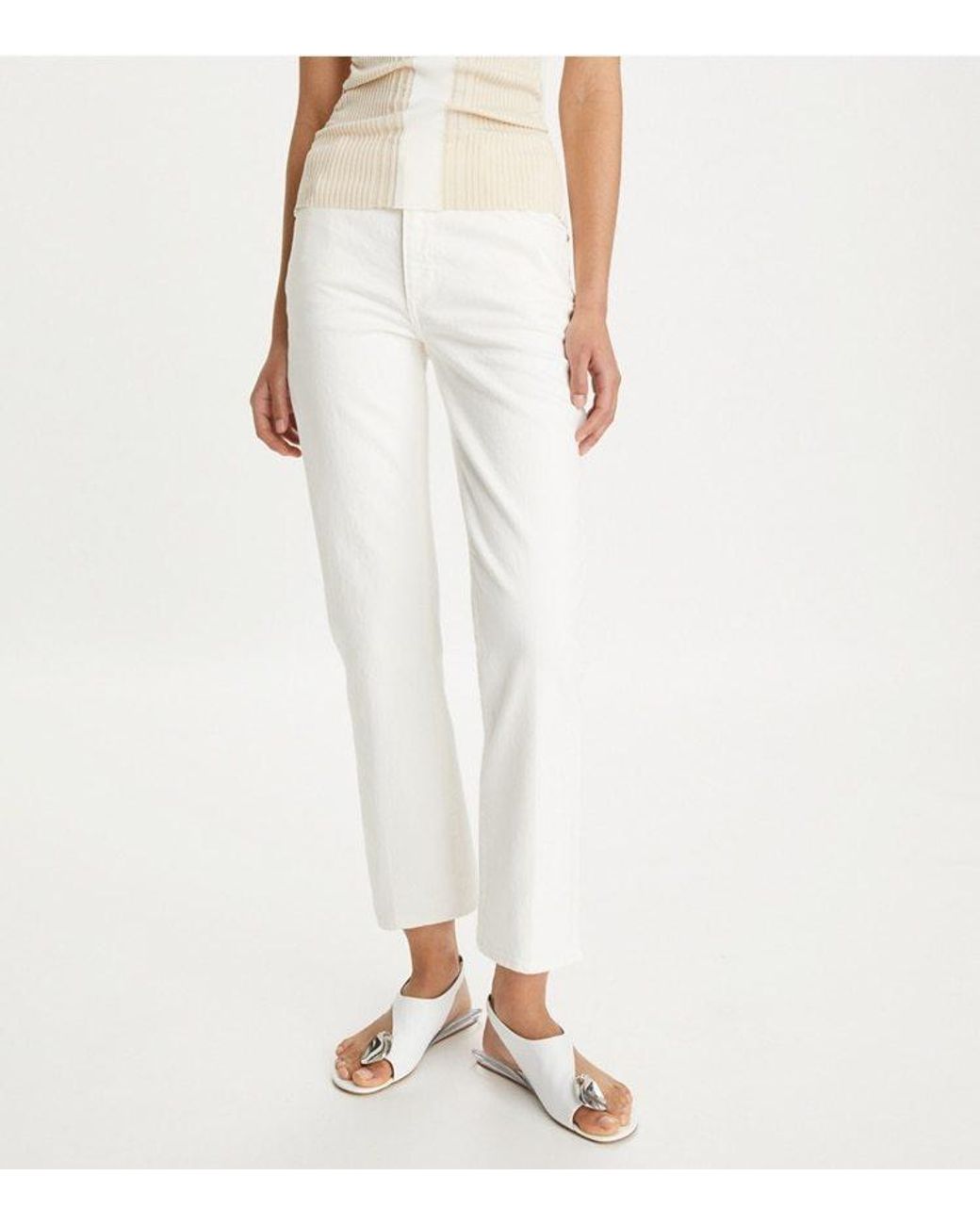 Tory Burch White Kick Flared Jeans