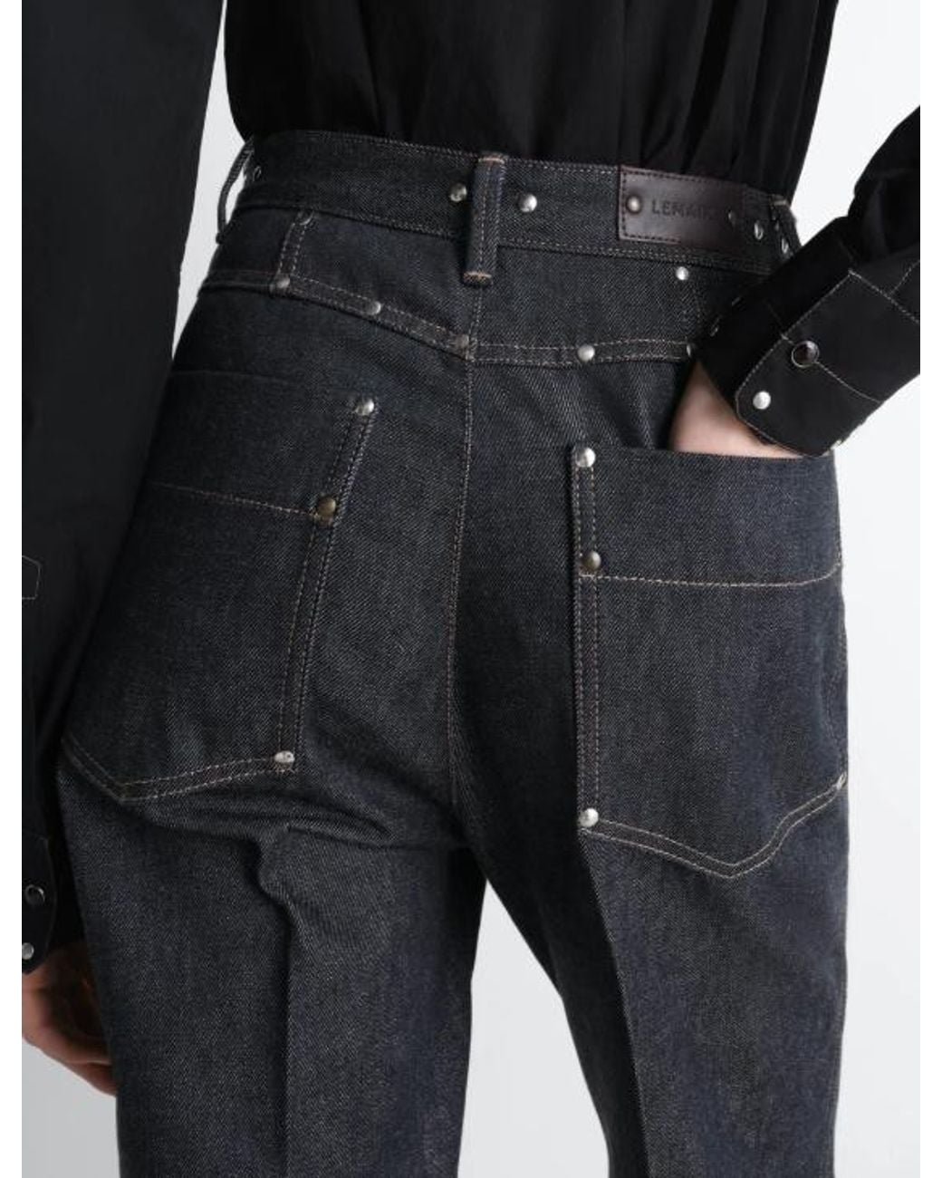 Lemaire Gray Panelled Studded Trousers