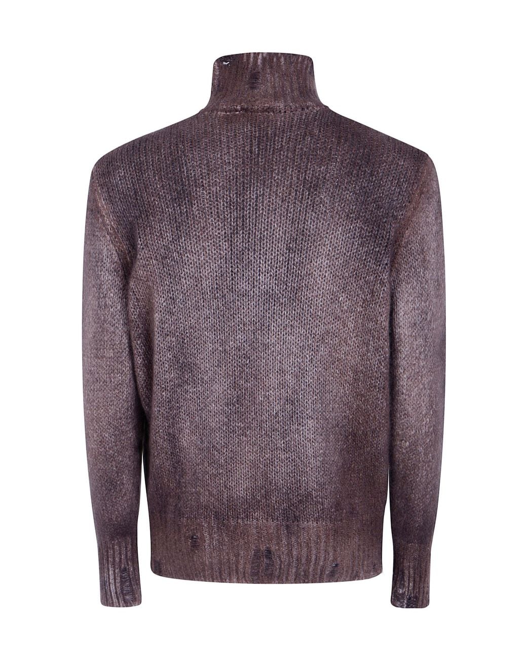 Avant Toi Purple Distressed-Effect Roll-Neck Sweater for men