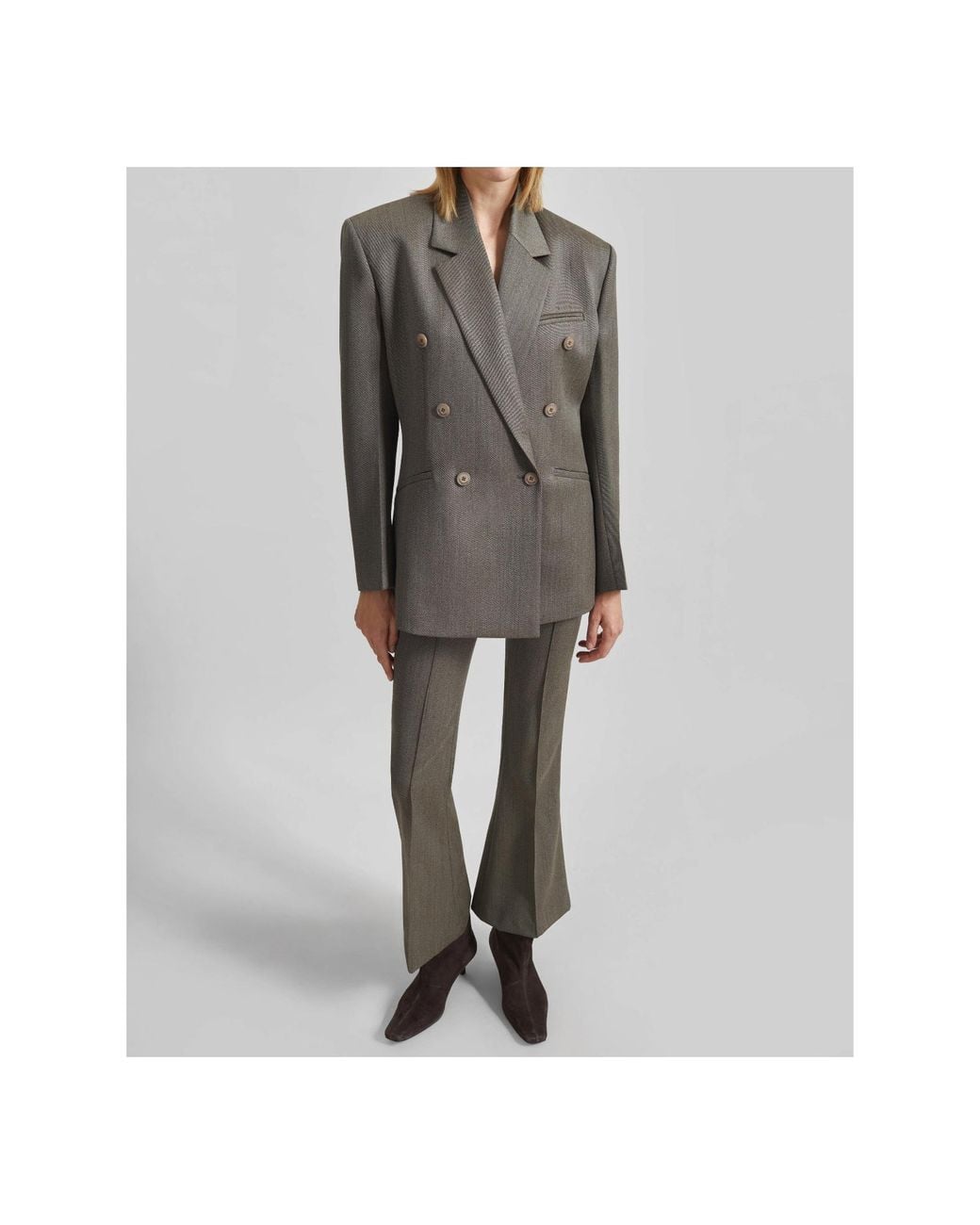 Frankie Shop Brown Jade Wool Double-Breasted Blazer
