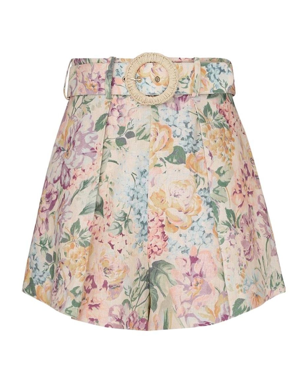 Zimmermann Natural Halliday Tuck High Waist Shorts