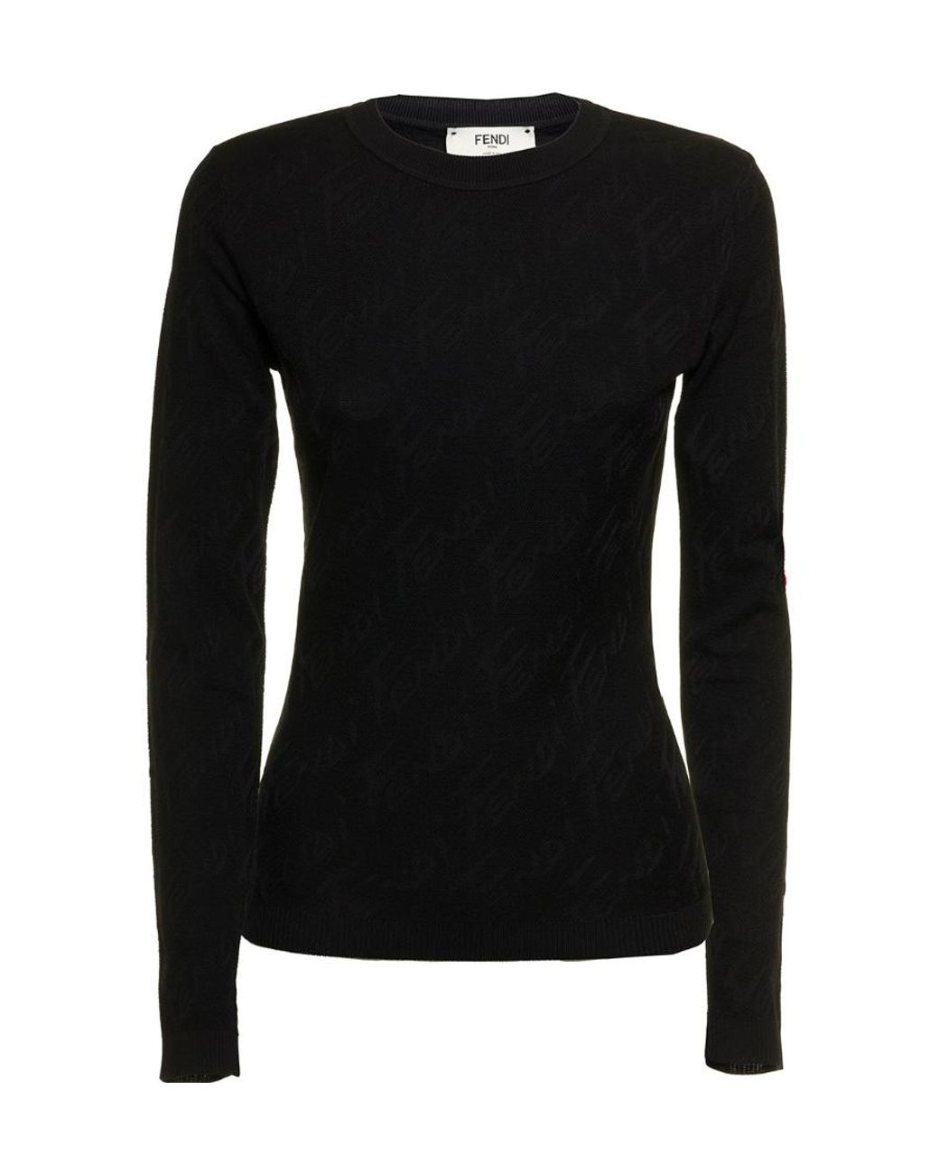 Fendi Black Logo-Embellished Knitted Top