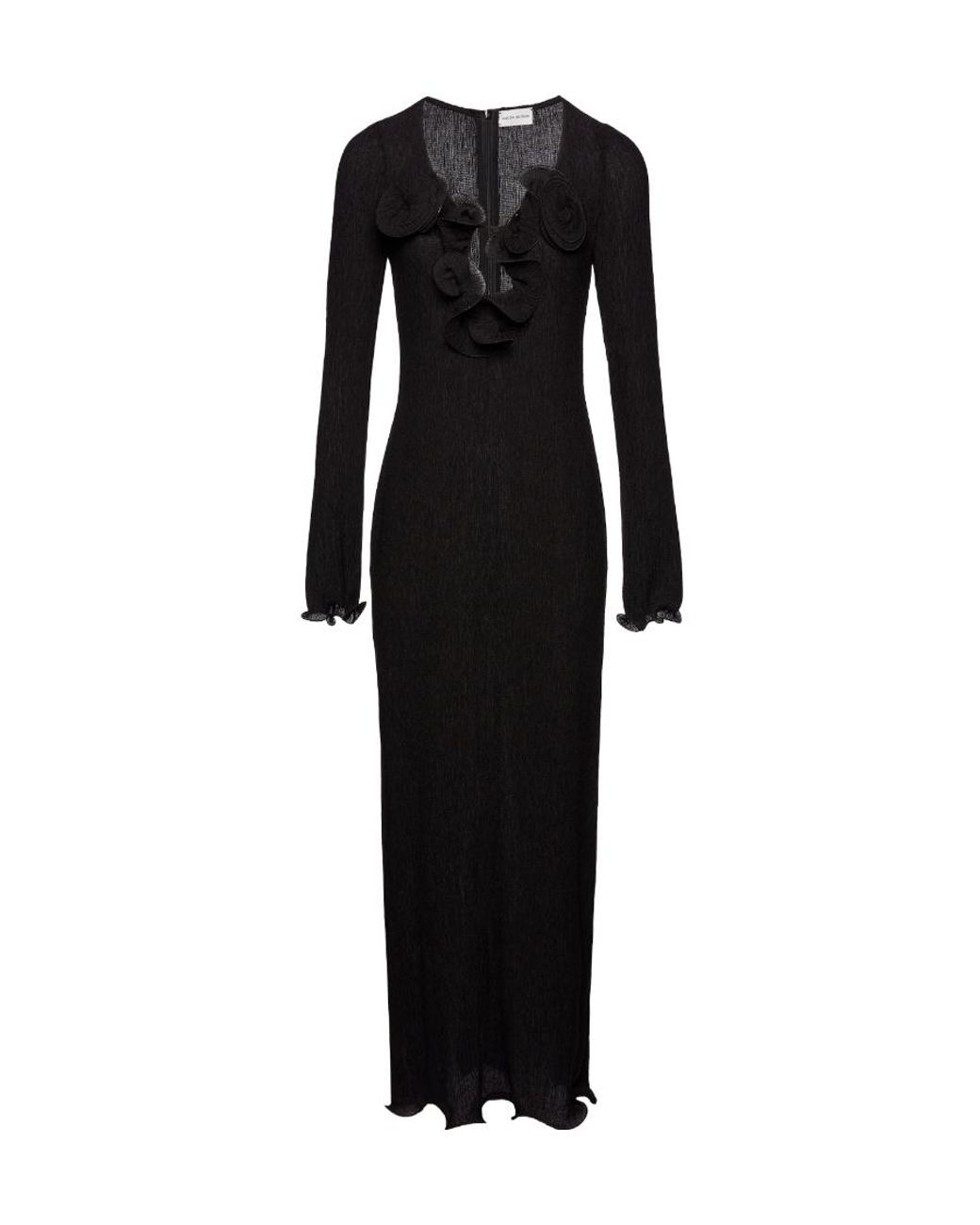 Magda Butrym Black Long-Sleeved Crepe Beach Maxi Dress