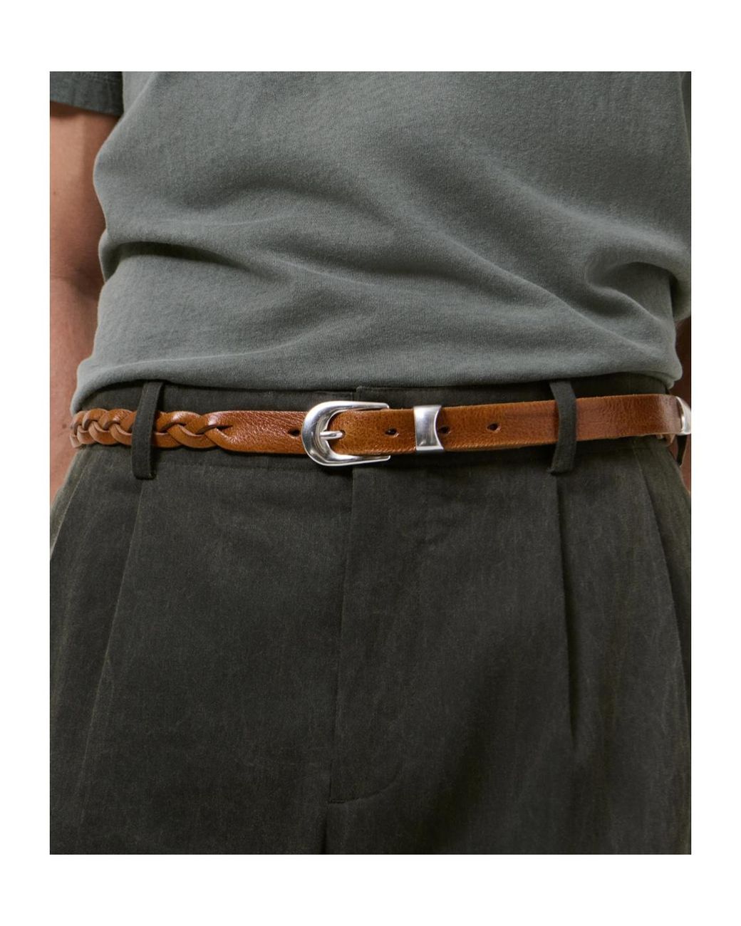 Our Legacy Brown Braided Buckle Belt for men