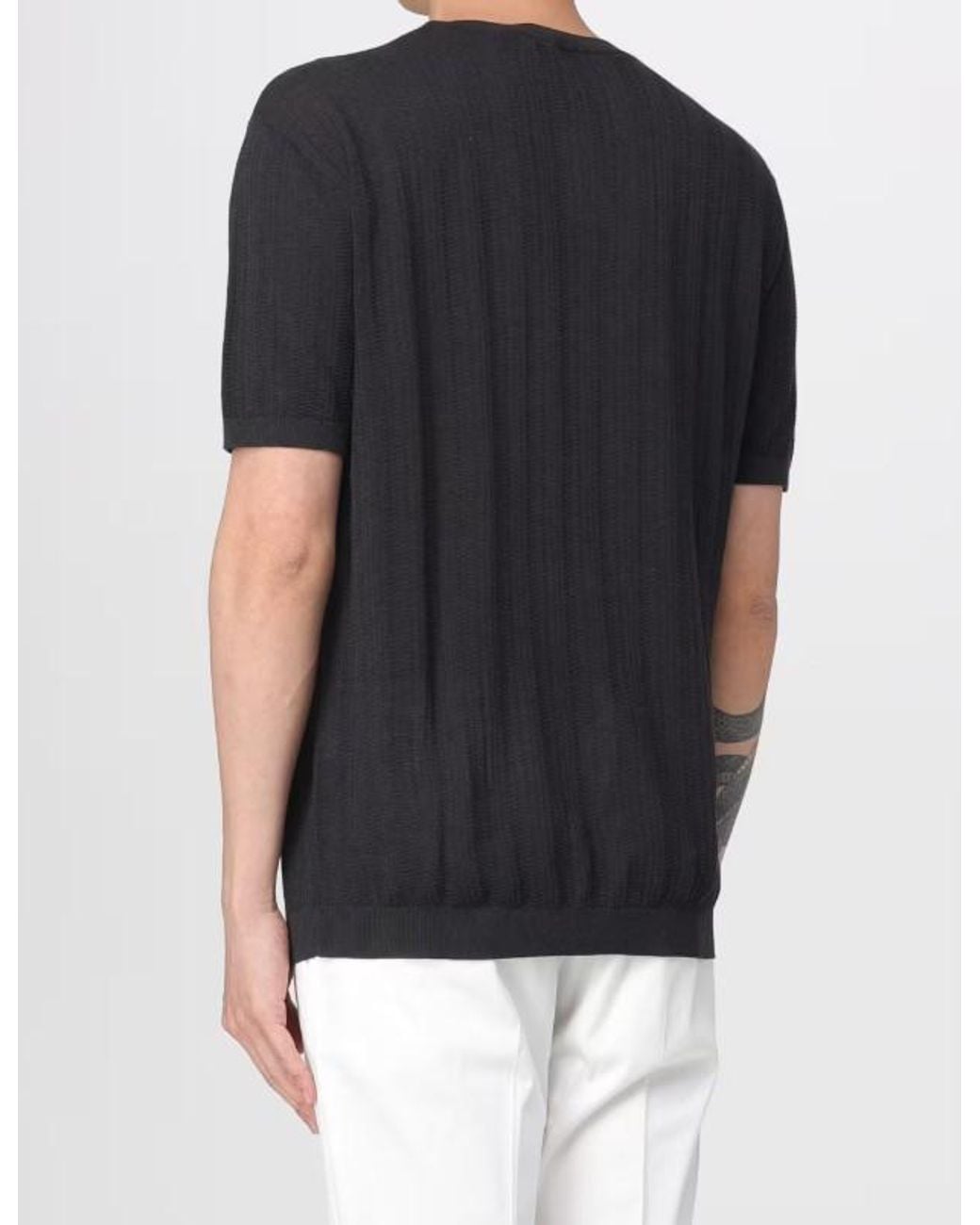 Emporio Armani Black Crewneck Knitted T-Shirt for men
