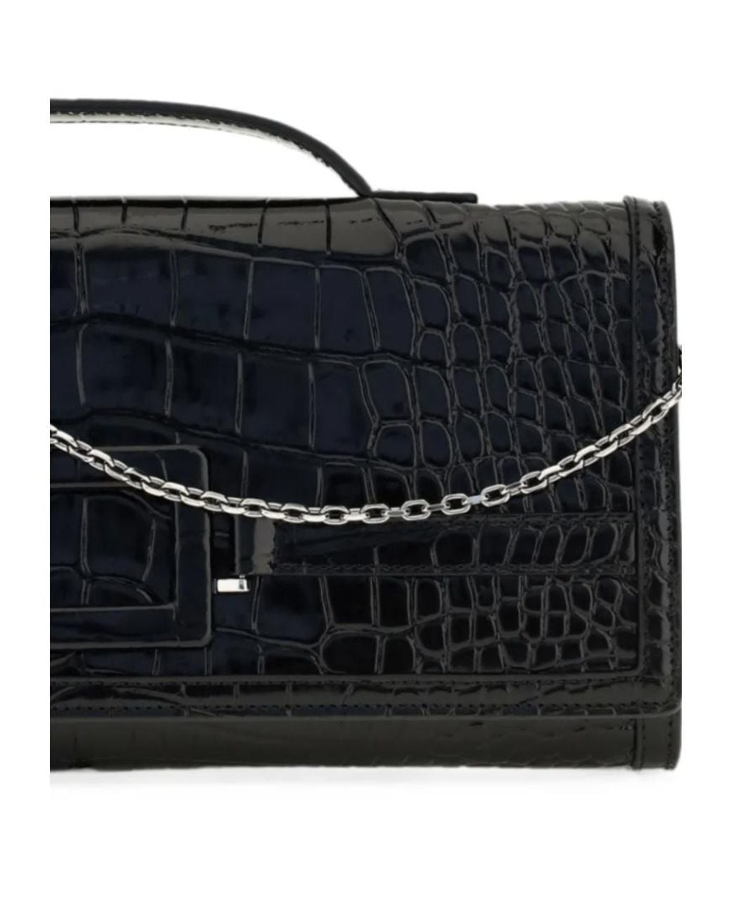 Roger Vivier Black Belle Vivier Top Handle Clutch Bag