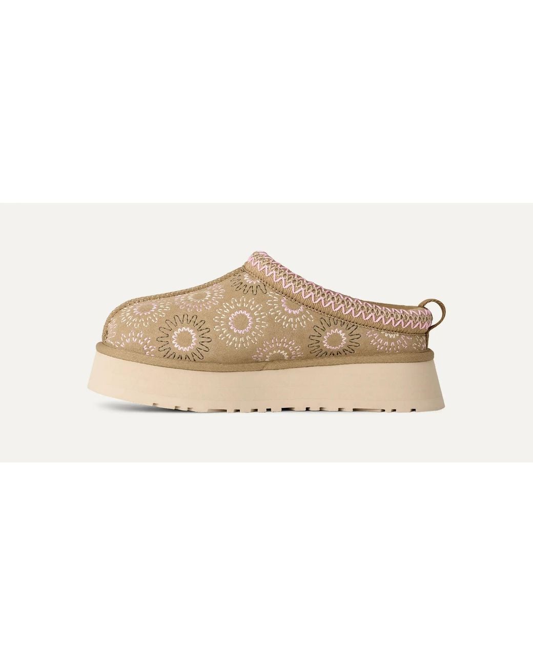 Ugg Brown Embroidered Platform Mules
