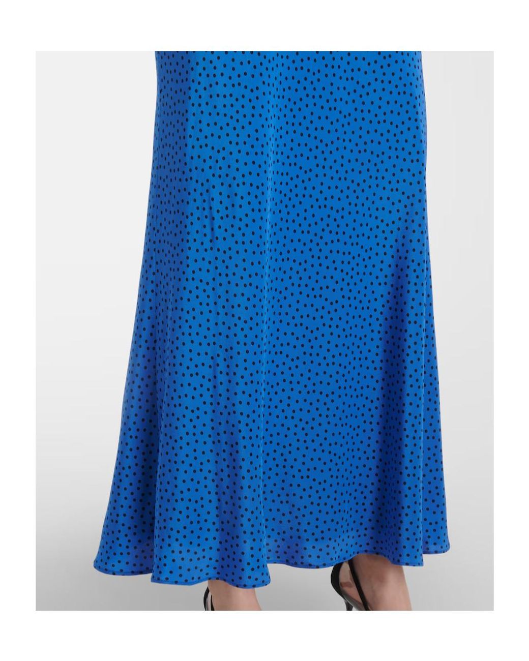 Alessandra Rich Blue Polka-Dot Silk Maxi Dress