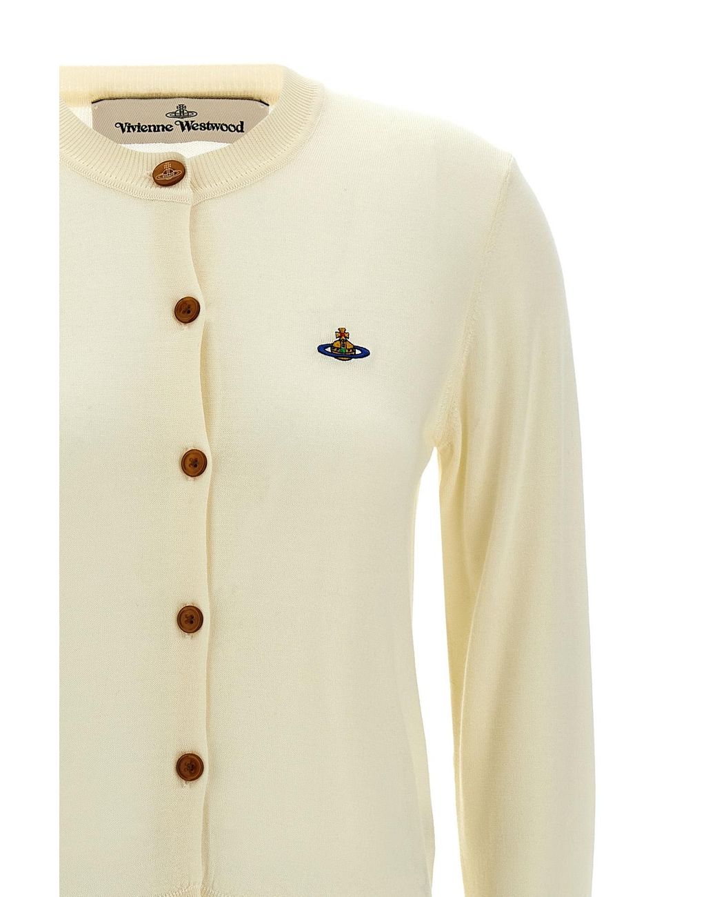 Vivienne Westwood White Logo Embroidered Knitted Cardigan