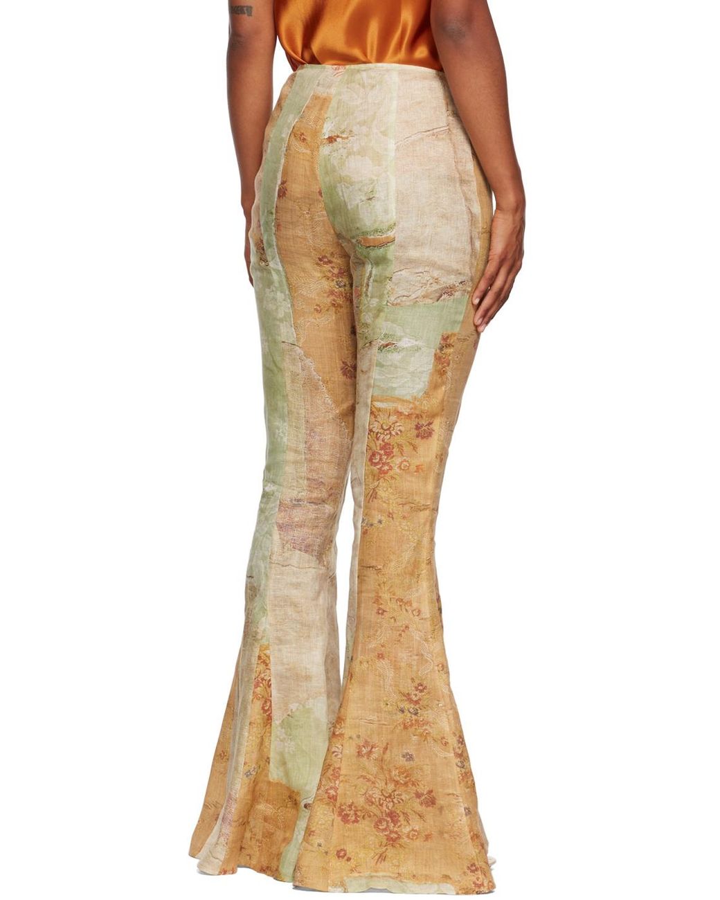 Acne Natural Trompe L'Oeil Print Flared Trousers