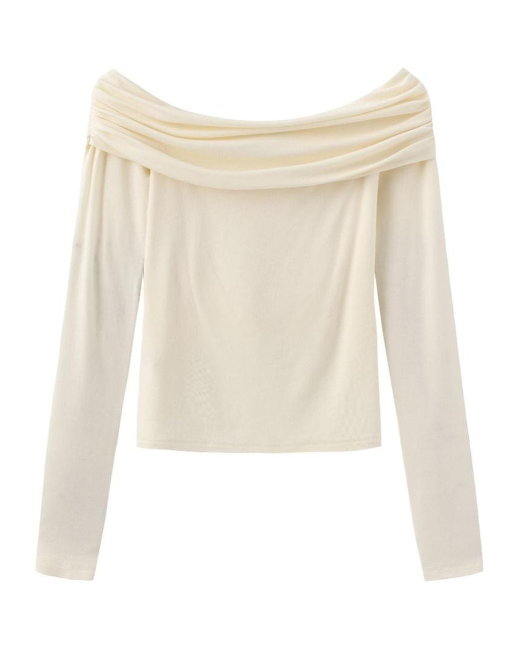 Marissa Chiara White Stacked Collar Long-Sleeved Bottoming Shirt
