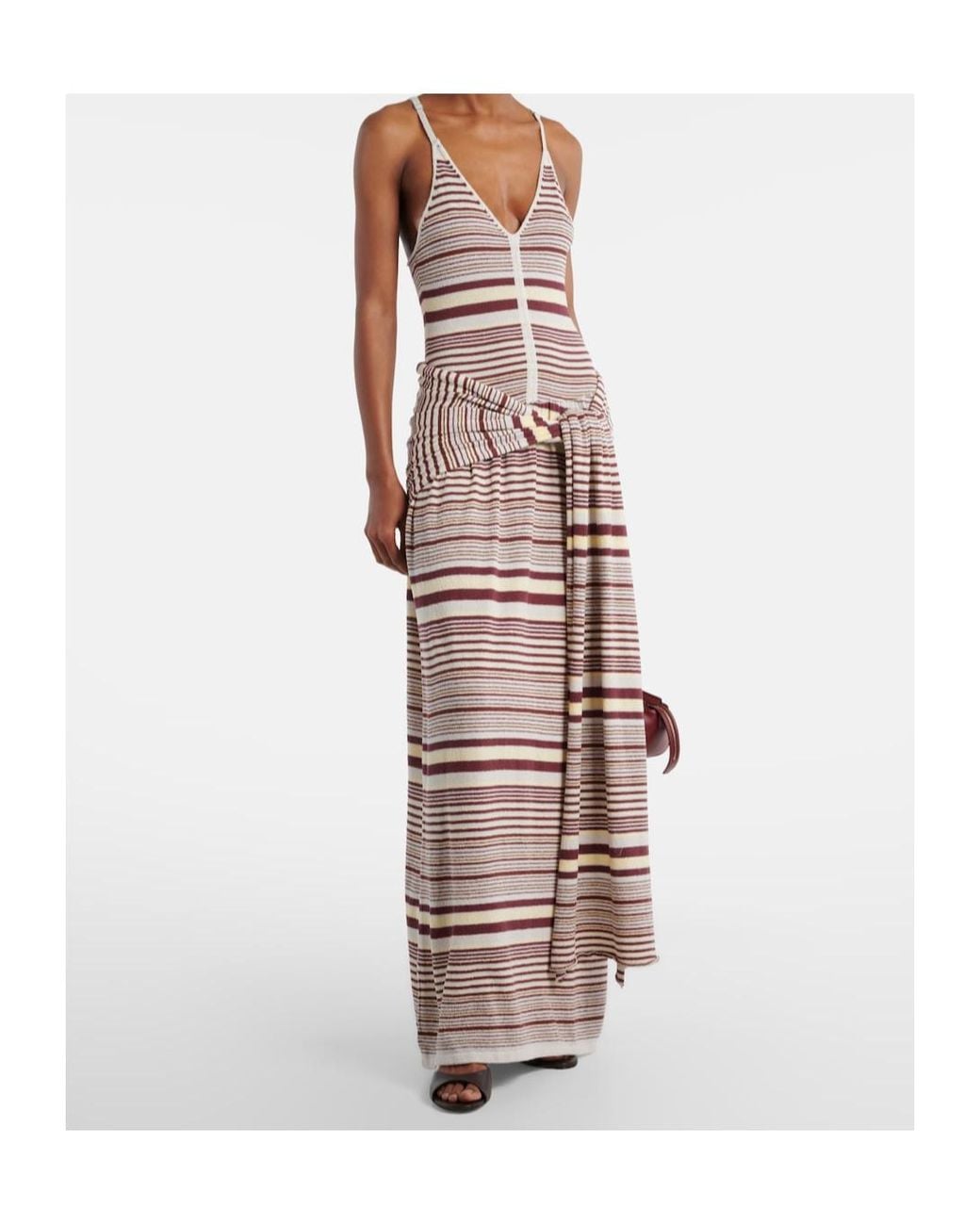 AYA MUSE Multicolor Aella Knitted Striped Cotton-Blend Maxi Dress