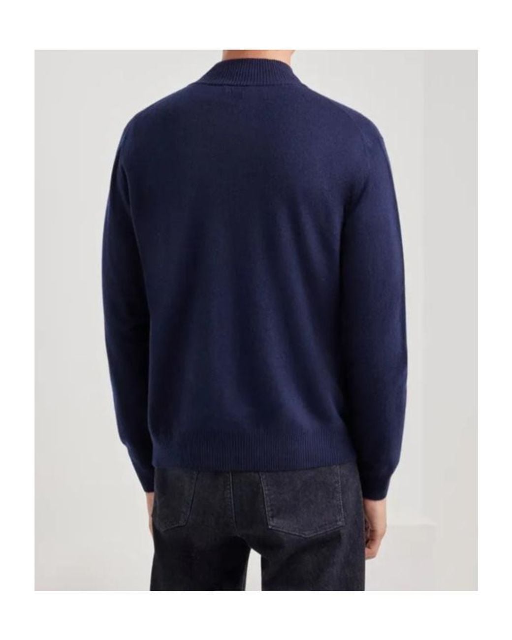 Canali Blue Zip-Up Stand-Collar Cardigan for men