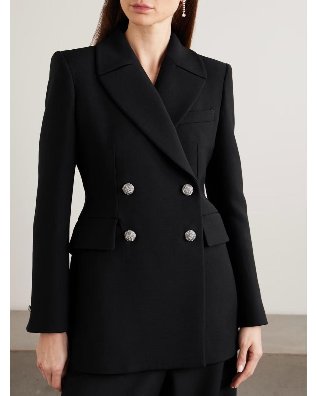 Alessandra Rich Black Double-Breasted Wool Blazer
