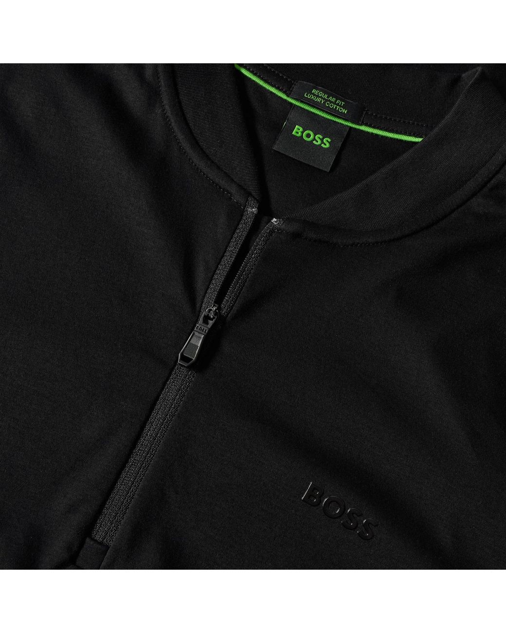 Boss Black Halfzip Standcollar Shortsleeve Top for men