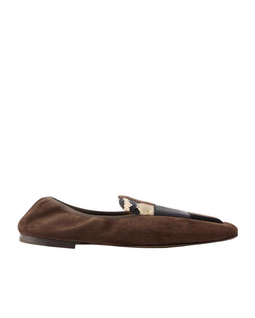 Khaite Brown Patchwork Leather And Suede Ballet Flats