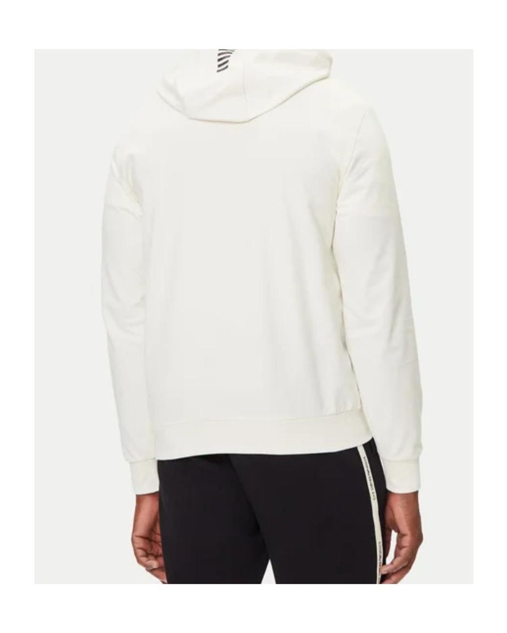 Emporio Armani White Logo-Print Hoodie for men