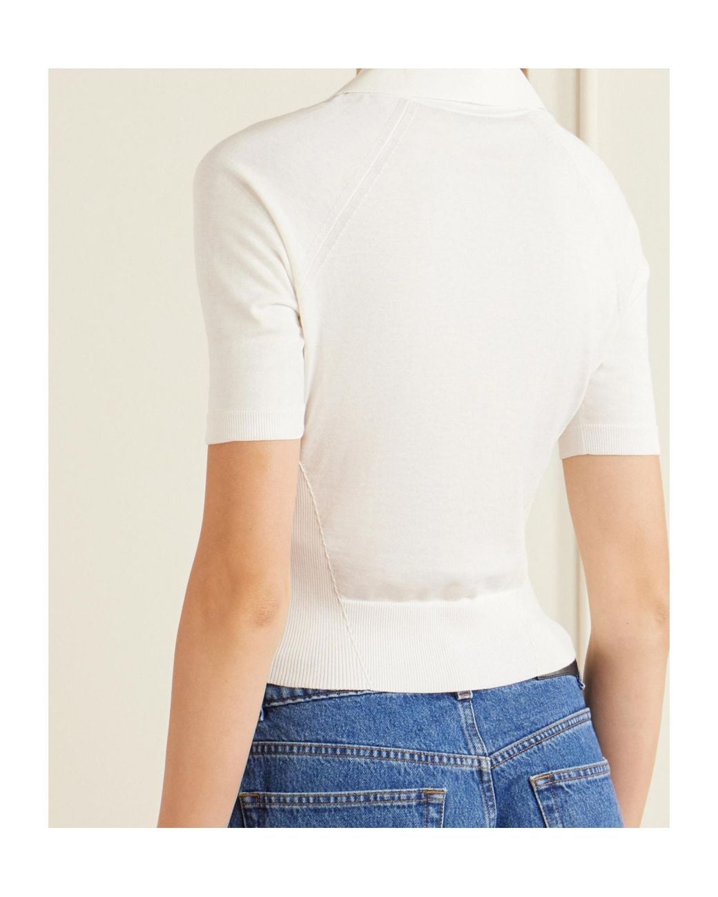Givenchy White Polo En Maille À Design Côtelé