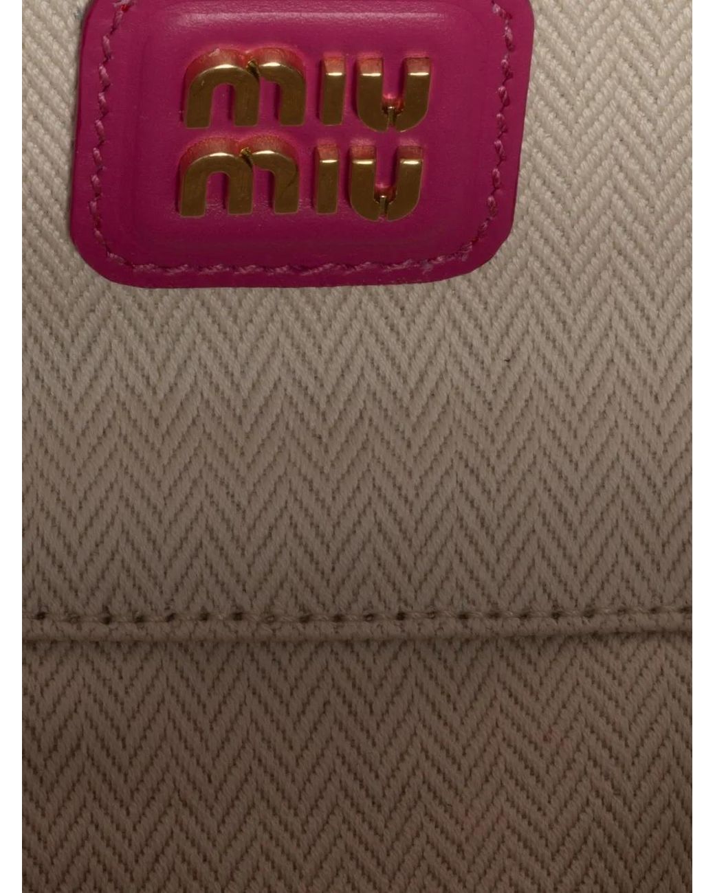 Miu Miu Pink Arcadie Logo Embossed Tote Bag