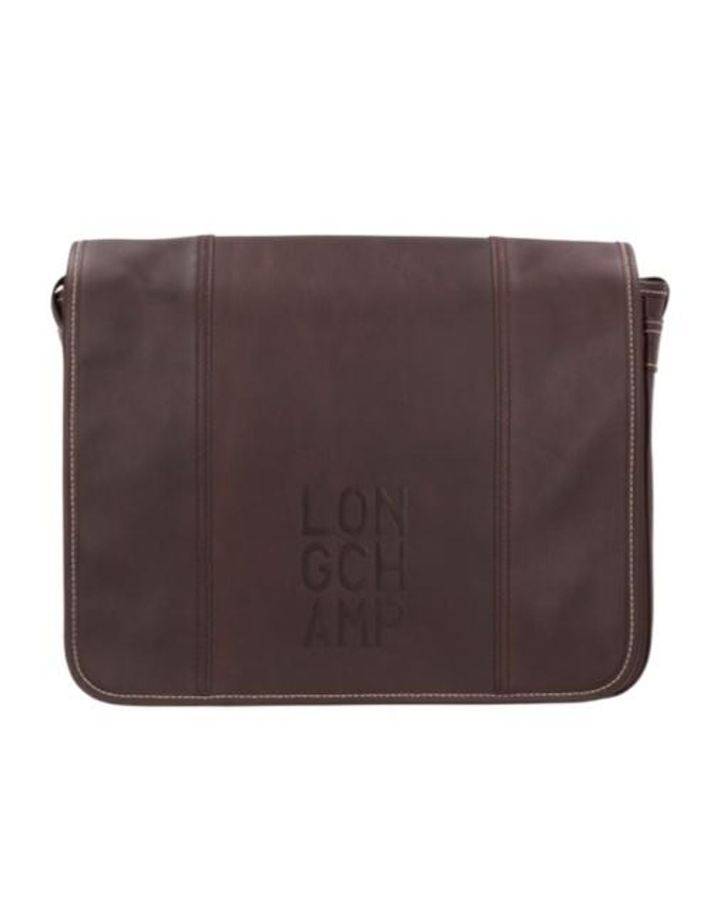 Longchamp Brown Embossed-Logo Leather Cross Body Bag